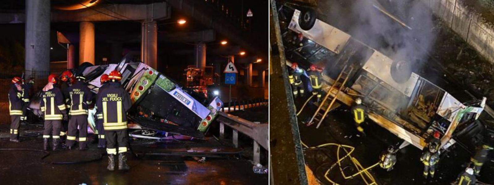 இத்தாலி பஸ் விபத்தில் 21 பேர் உயிரிழப்பு